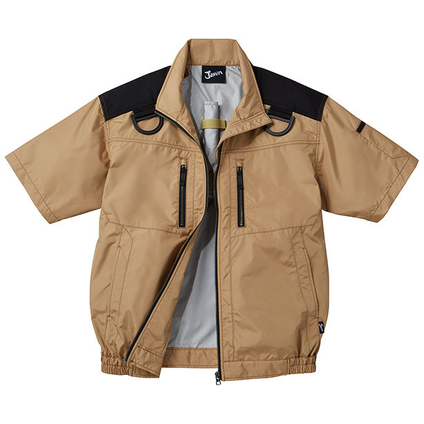 メーカー:JICHODO 品名&品番:Jawin JC-54090 フルハーネス対応猛暑用遮熱空調服™半袖ブルゾン【ウエアのみ】(オプション表示用)  カラー:キャメル