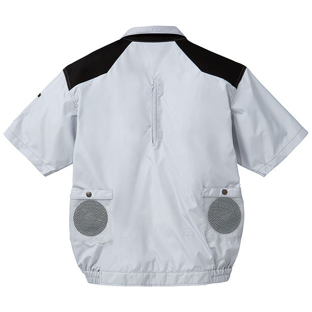 メーカー:JICHODO 品名&品番:Jawin JC-54090 フルハーネス対応猛暑用遮熱空調服™半袖ブルゾン【ウエアのみ】 カラー:シルバー(バックスタイル)