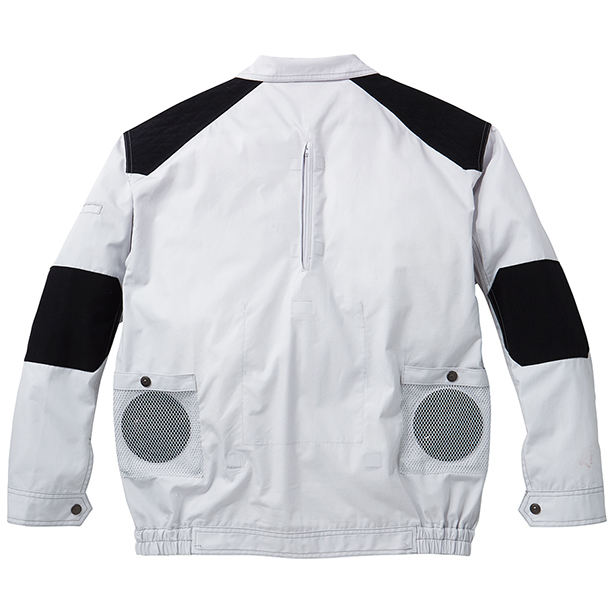 メーカー:JICHODO 品名&品番:Jawin JC-54100 フルハーネス対応強度増し空調服™長袖ブルゾン【フルセット】 カラー:ネービー(バックスタイル)