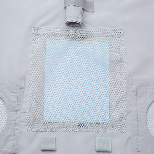 メーカー:JICHODO 品名&品番:Jawin JC-54100 フルハーネス対応強度増し空調服™長袖ブルゾン【フルセット】 背中内側保冷剤用メッシュポケット