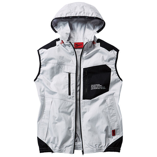 メーカー:JICHODO 品名&品番:Jawin JC-54110 綿100%のフード付き空調服™ベスト【ウエアのみ】(一覧表示用)  カラー:シルバー