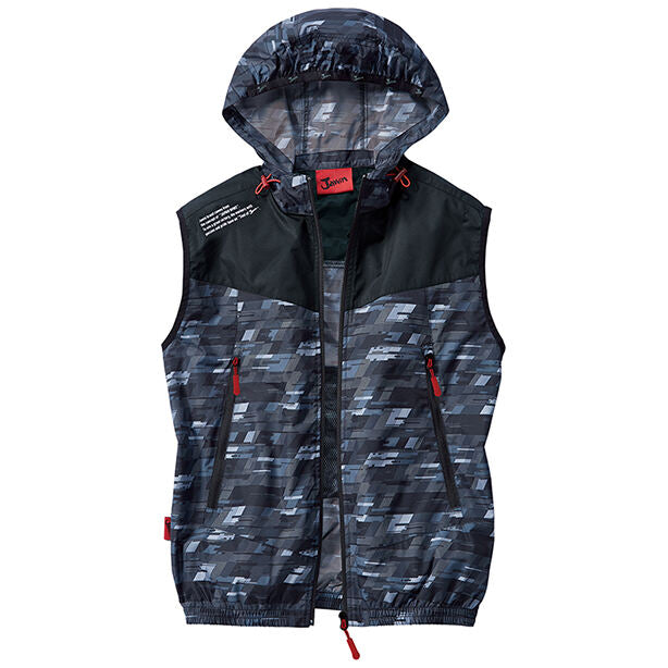 メーカー:JICHODO 品名&品番:Jawin JC-54130 マウンテンパーカータイプの空調服™ベスト【ウエアのみ】(一覧表示用)  カラー:ブラックカモフラ