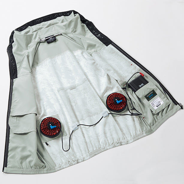 メーカー:JICHODO 品名&品番:JAWIN JC-54150 ミリタリーテイスト 空調服® ベスト【ウェアのみ】 ケーブルストッパー