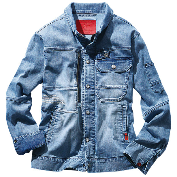 JAWIN 57000 ストレッチデニムジャンパー【春夏】 商品コード：JC-57000 色：ヴィンテージブルー(一覧表示用)