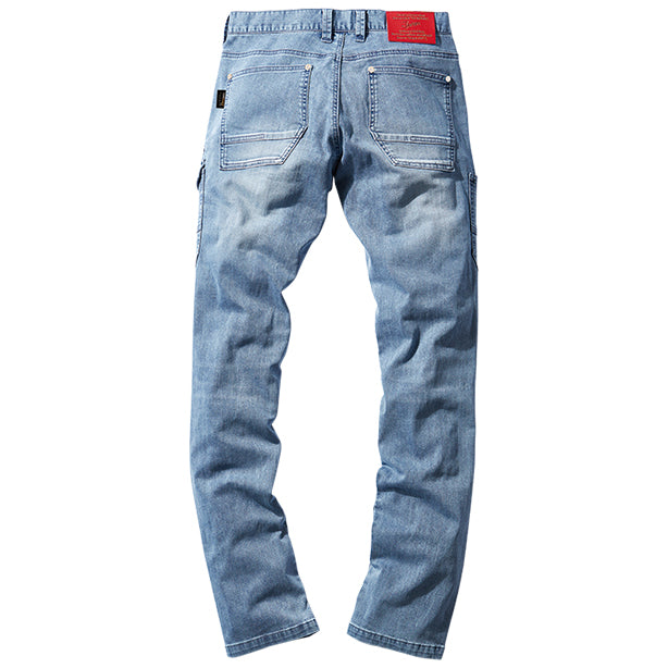 JAWIN 57002 ストレッチデニムノータックカーゴパンツ【春夏】 商品コード：JC-57002 色：ヴィンテージブルー(一覧表示用)バックスタイル
