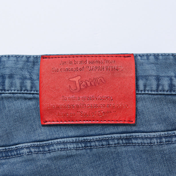 JAWIN 57002 ストレッチデニムノータックカーゴパンツ【春夏】 商品コード：JC-57002 ロゴ革ラベル