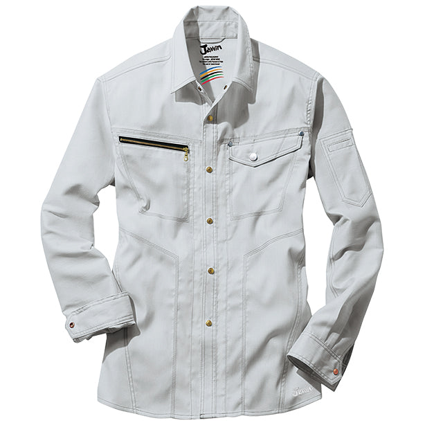 メーカー:JICHODO 品名&品番:JAWIN 57104 ストレッチ長袖シャツ【春夏】(一覧表示用)  カラー:シルバー