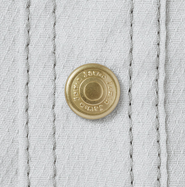 JAWIN 57104 ストレッチ長袖シャツ【春夏】 商品コード：JC-57104 デザインボタン　ゴールド