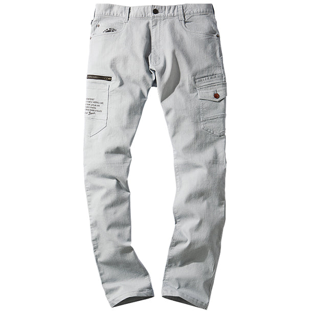 JAWIN 57302 ストレッチカラーデニムノータックカーゴパンツ【春夏】 商品コード：JC-57302 色：ライトグレー(一覧表示用)