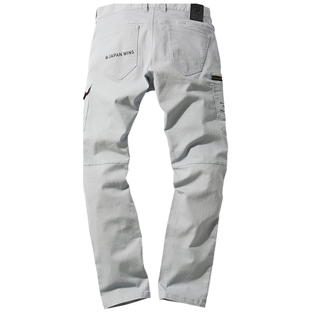 JAWIN 57302 ストレッチカラーデニムノータックカーゴパンツ【春夏】 商品コード：JC-57302 色：ライトグレー(一覧表示用)バックスタイル