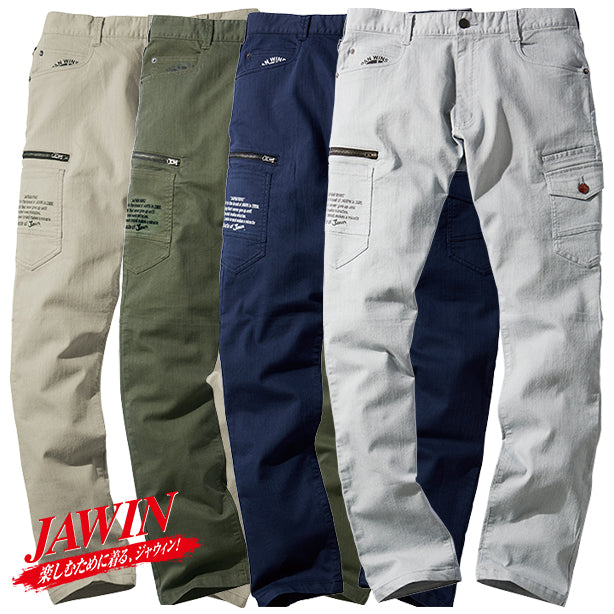 JAWIN 57302 ストレッチカラーデニムノータックカーゴパンツ【春夏】 JC-57302(オプション表示用)