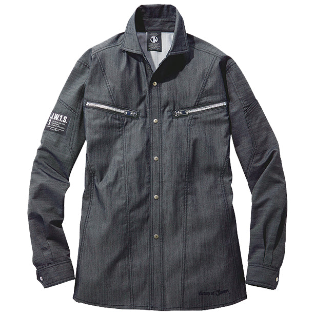 JAWIN 57404 ストレッチ長袖シャツ【春夏】 商品コード：JC-57404 色：ブラック(一覧表示用)