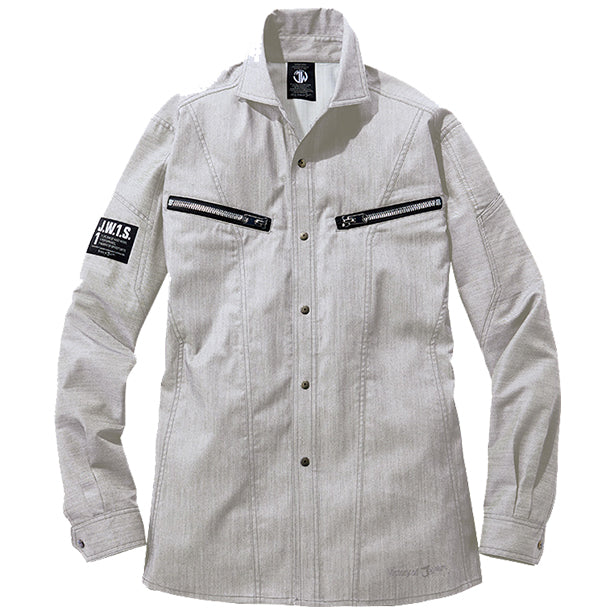 JAWIN 57404 ストレッチ長袖シャツ【春夏】 商品コード：JC-57404 色：シルバー(一覧表示用)