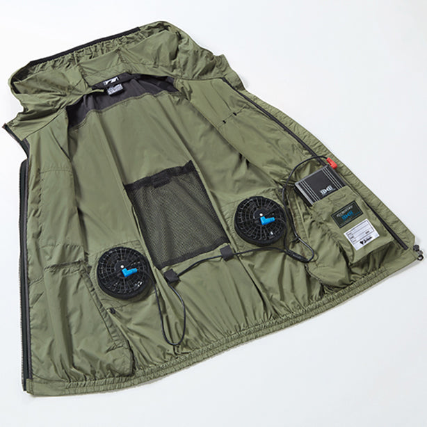 メーカー:JICHODO 品名&品番:Z-DRAGON JC-74260 ミリタリーテイストフード付き 空調服® 半袖ブルゾン【ウェアのみ】 ケーブルストッパー