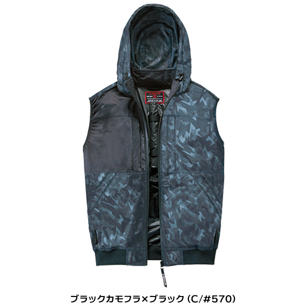 メーカー:JICHODO 品名&品番:Z-DRAGON JC-74410 上部ファン ハーネス対応空調服®遮熱ベスト(一覧表示用)  カラー:ブラックカモフラ×ブラック