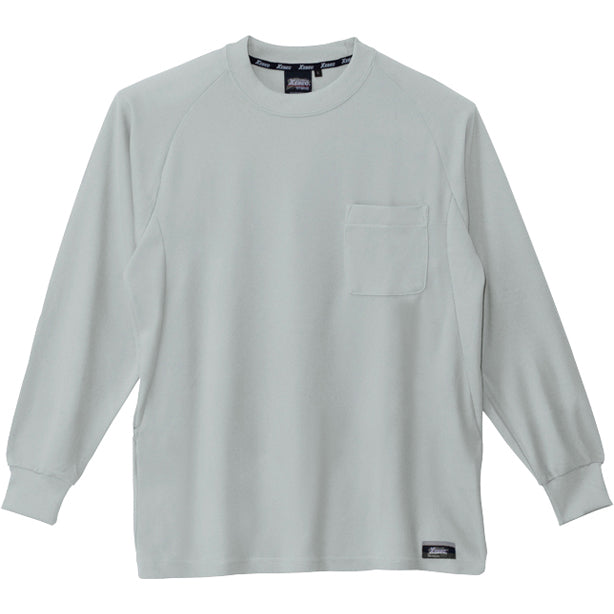 XE-6123 ジーベックの長袖Tシャツ 商品コード：XE-6123 色：モスグリーン(一覧表示用)