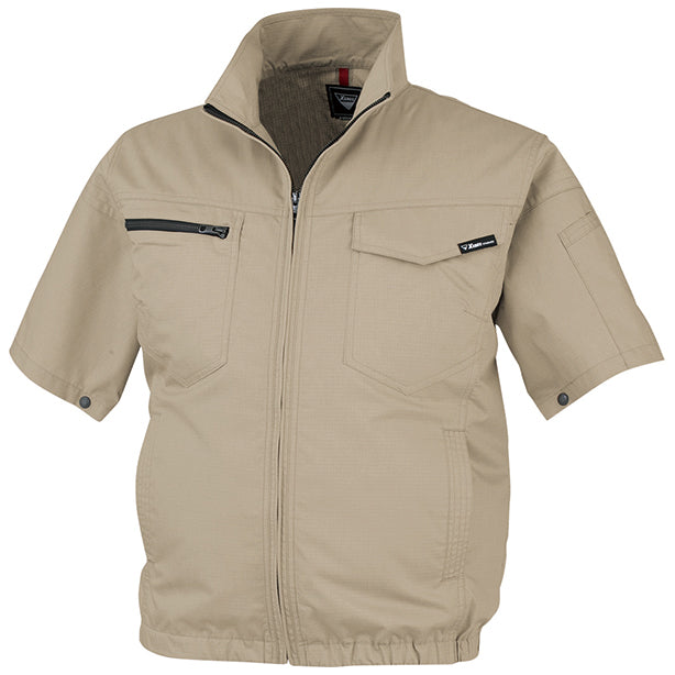 メーカー:XEBEC 品名&品番:XEBEC XE-98013 丈夫な帯電防止空調服™半袖ブルゾン【ウエアのみ】(一覧表示用)  カラー:キャメル