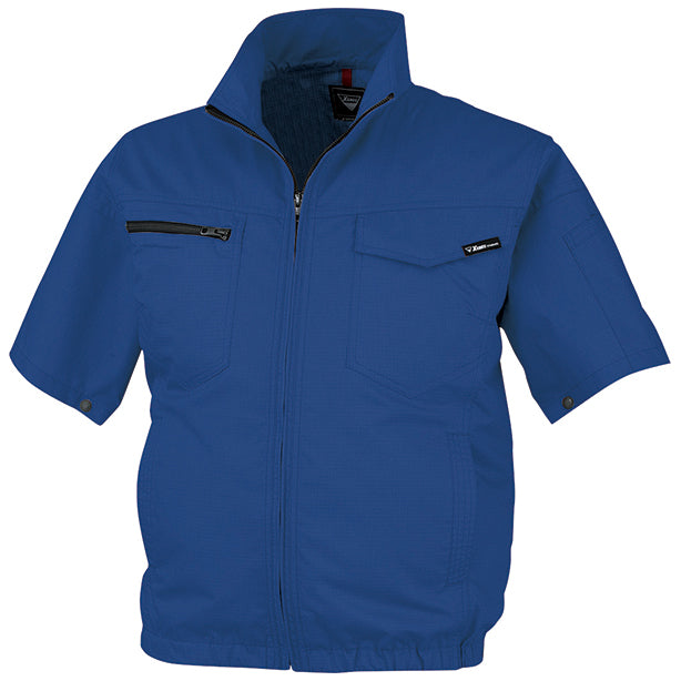 メーカー:XEBEC 品名&品番:XEBEC XE-98013 丈夫な帯電防止空調服™半袖ブルゾン【ウエアのみ】(一覧表示用)  カラー:ネイビーブルー