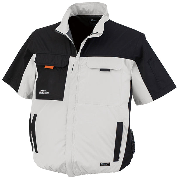 メーカー:XEBEC 品名&品番:XEBEC XE-98031 傷つけ防止仕様の遮熱空調服®️ 半袖ブルゾン【最強フルセット】(一覧表示用)  カラー:シルバーグレー