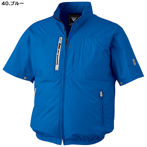 メーカー:XEBEC 品名&品番:XEBEC XE-98034 空調服®上部ファン半袖ブルゾン(オプション表示用)  カラー:ブルー