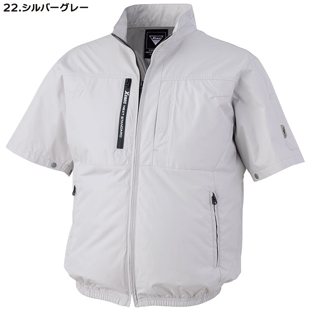 メーカー:XEBEC 品名&品番:XEBEC XE-98034 空調服®上部ファン半袖ブルゾン(オプション表示用)  カラー:シルバーグレー