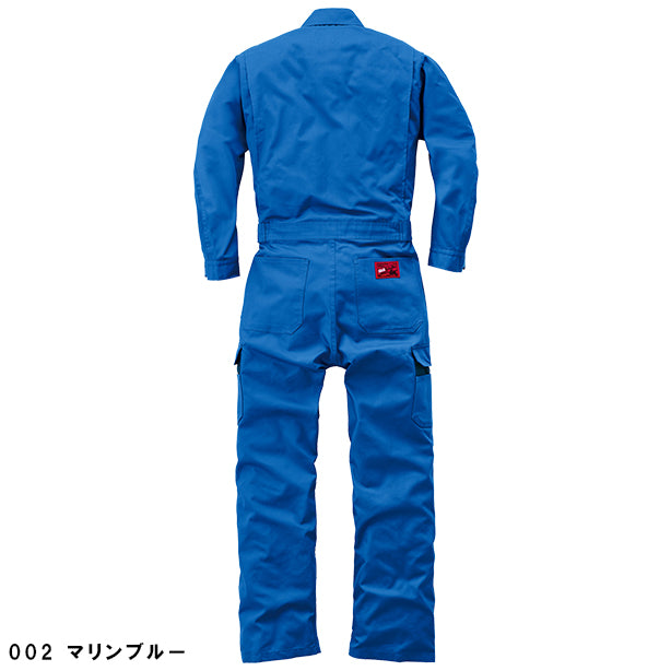 メーカー:YAMADATATSU 品名&品番:AUTO-BI YD-8700 ストライプ調つなぎ服 カラー:マリンブルー(バックスタイル)