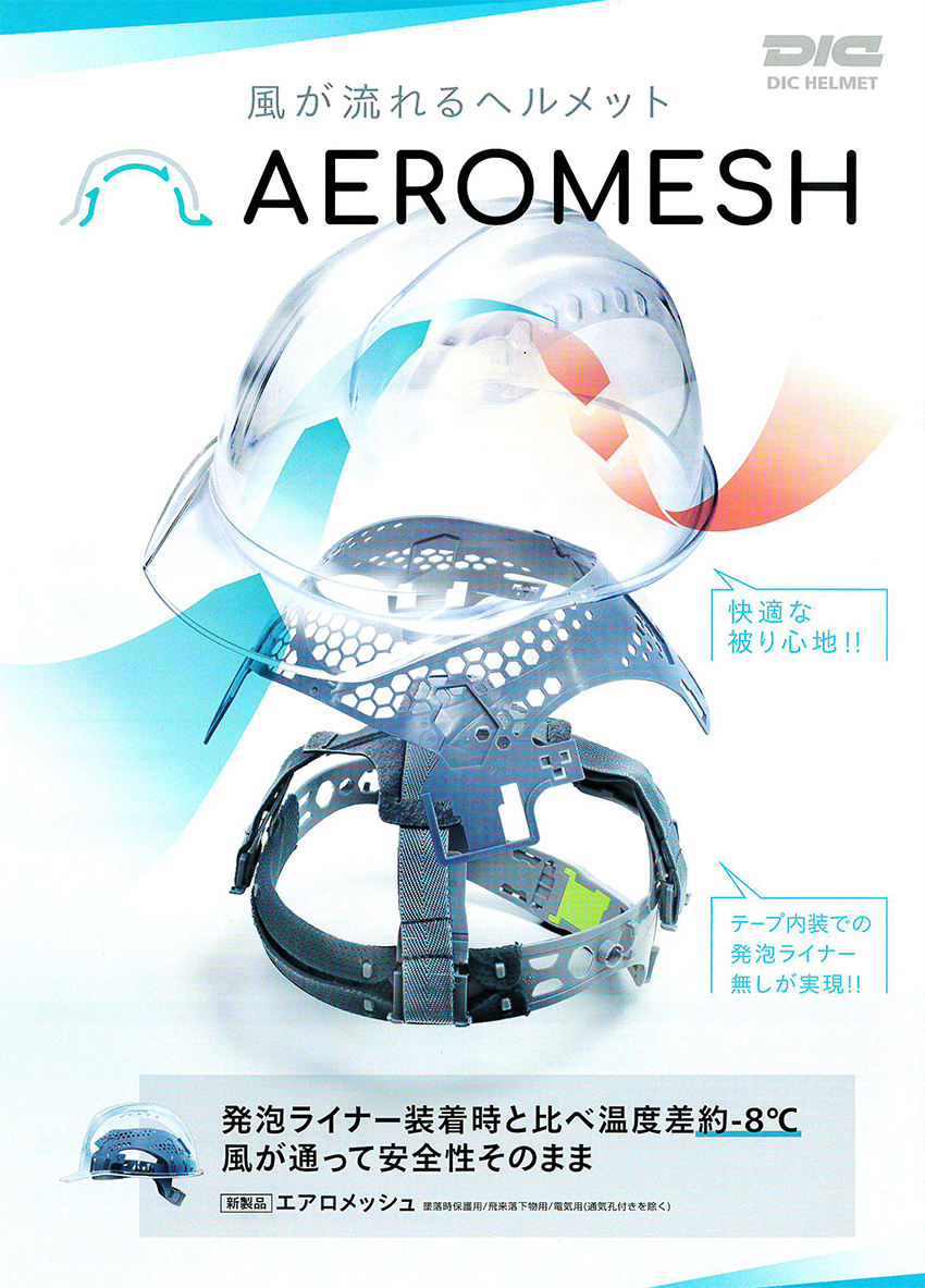 発泡ライナー装着時と比べ温度差約-8℃、快適な被り心地！ NS-AEROMESH