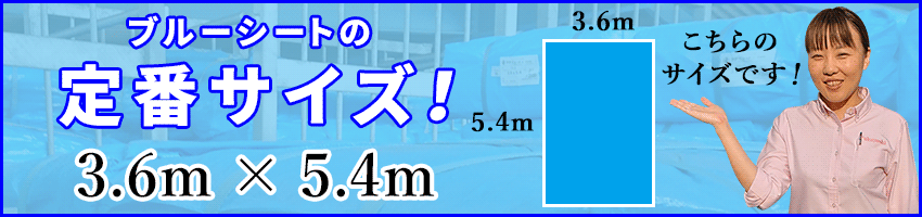 ブルーシートの定番サイズ 3.6m × 5.4m