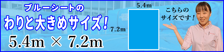 ブルーシートのわりと大きめサイズ 5.4m × 7.2m
