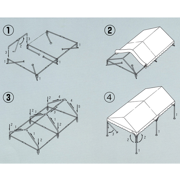 SK式テントの組み立て順序