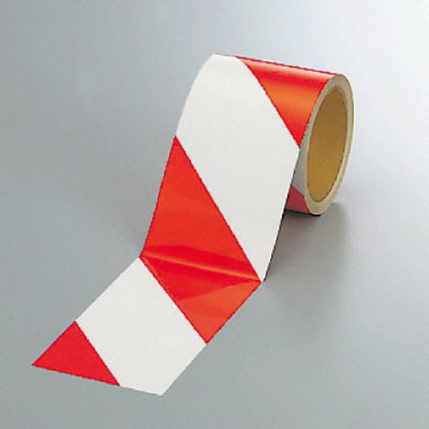 反射トラテープ 赤/白 90mm幅×10m　374-12