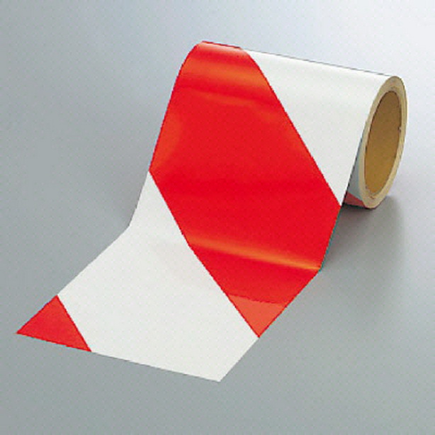 反射トラテープ 赤/白 150mm幅×10m　374-13