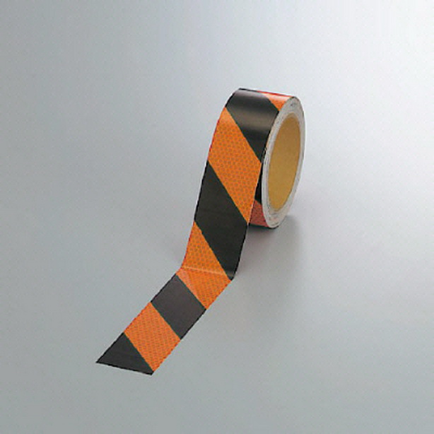 高輝度テープ 橙/黒 45mm幅×10m　374-83