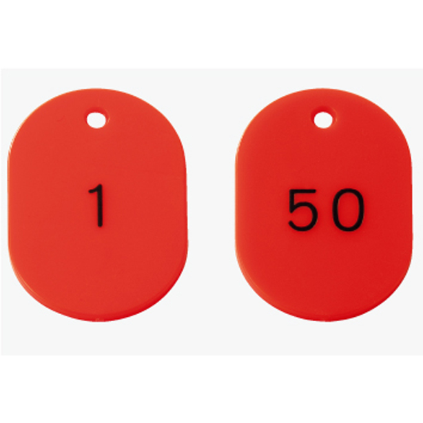 番号札 60×40 赤 1~50 50枚組　877-616